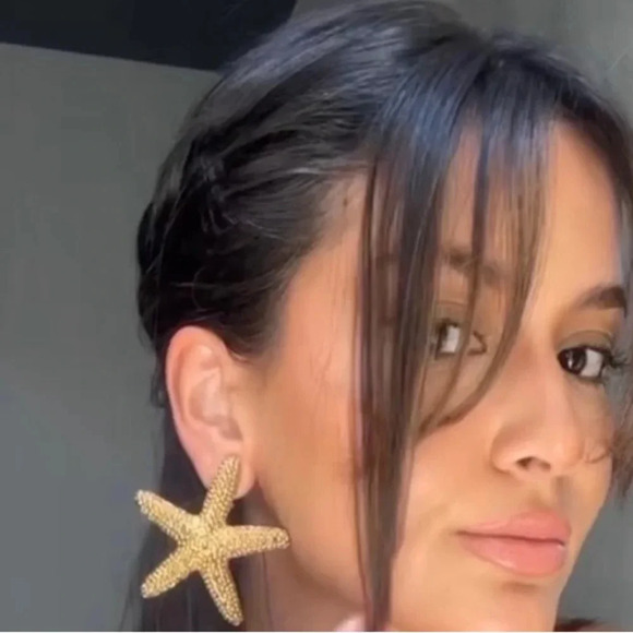 Zara Star Gold Starfish Earrings - Picture 7 of 14